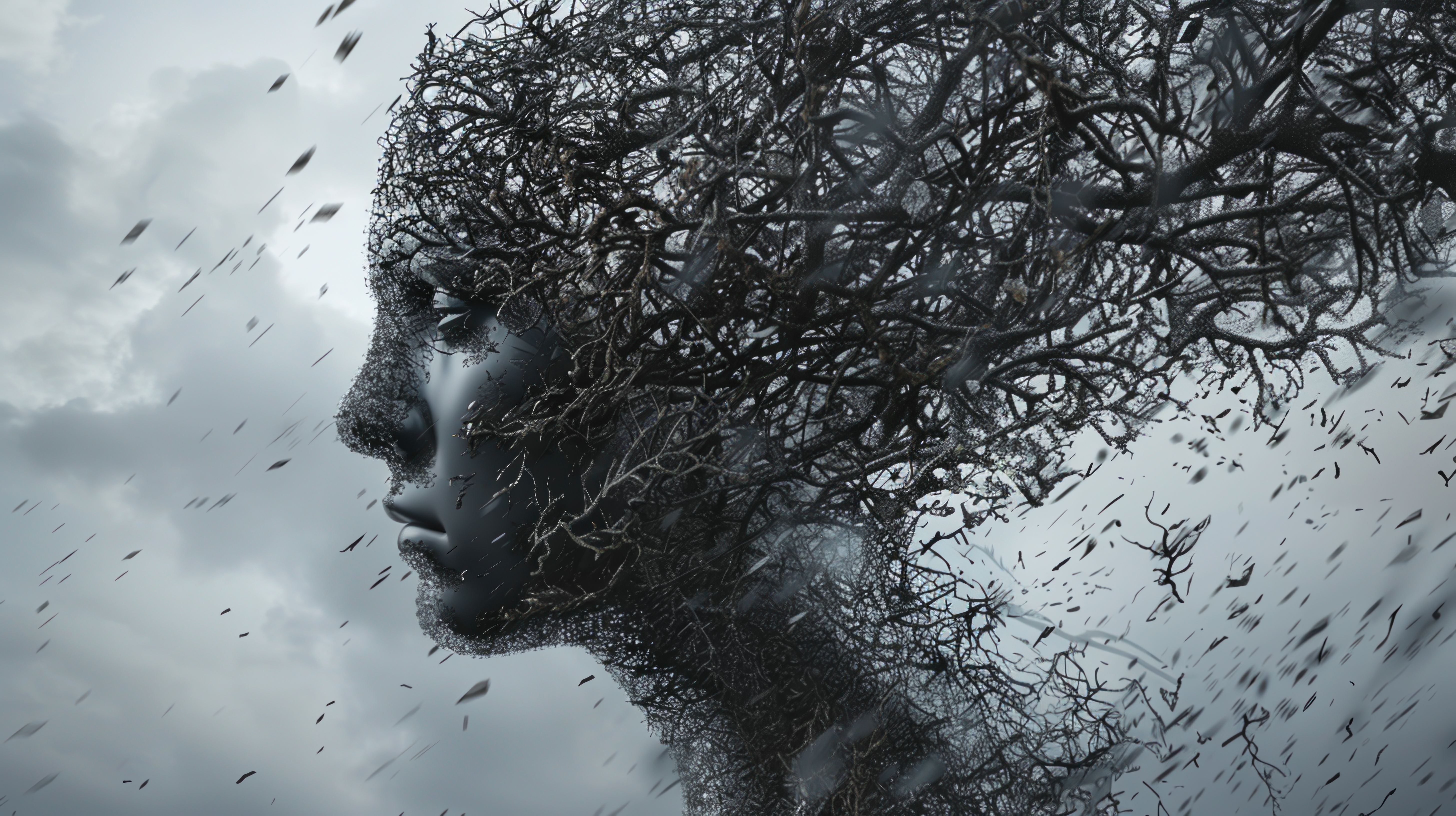 Concept of a successful person silently battling inner emotional chaos